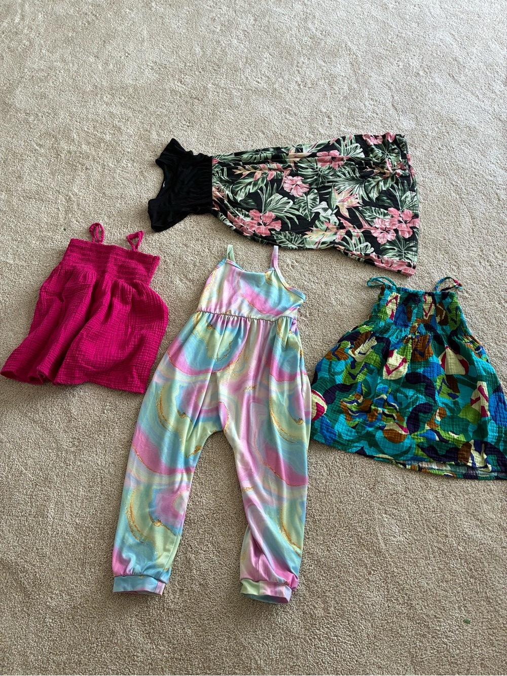 Girls Pastel Swirl Jumpsuit - Multicolor